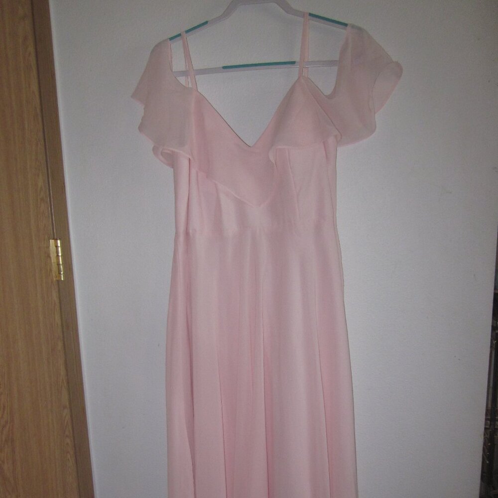 Women's Cold Shoulder Bridesmaid Dresses for Women Spaghetti Straps Long Chiffon